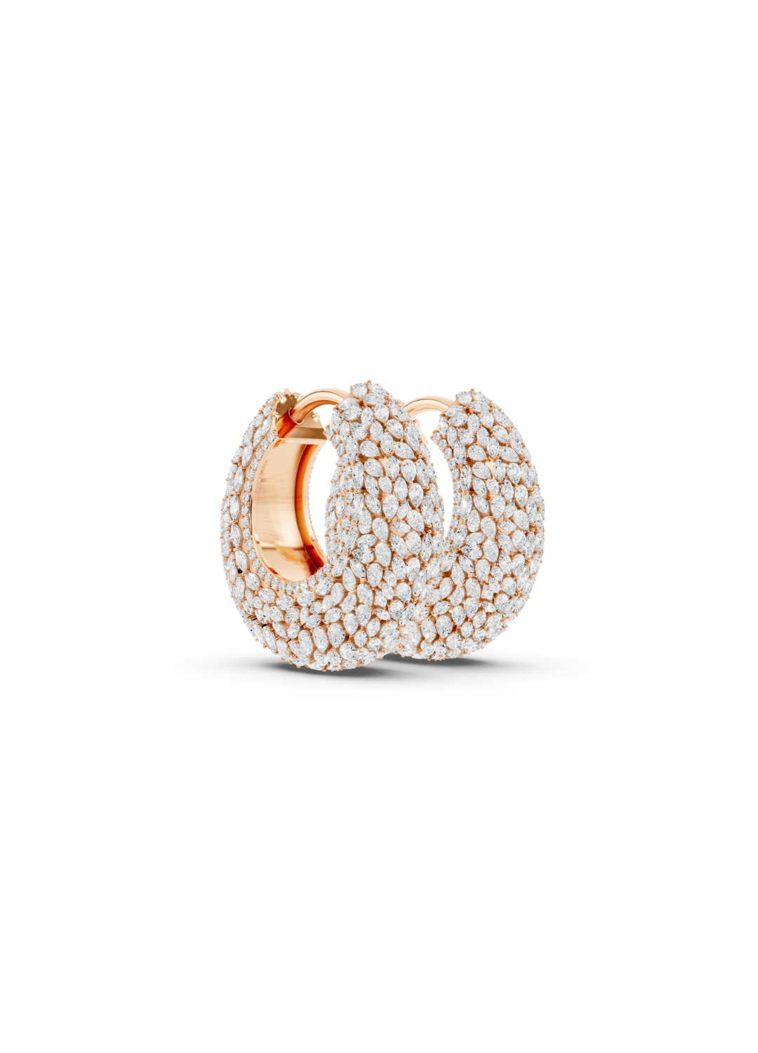 Diamond Dome Hoop Earrings
