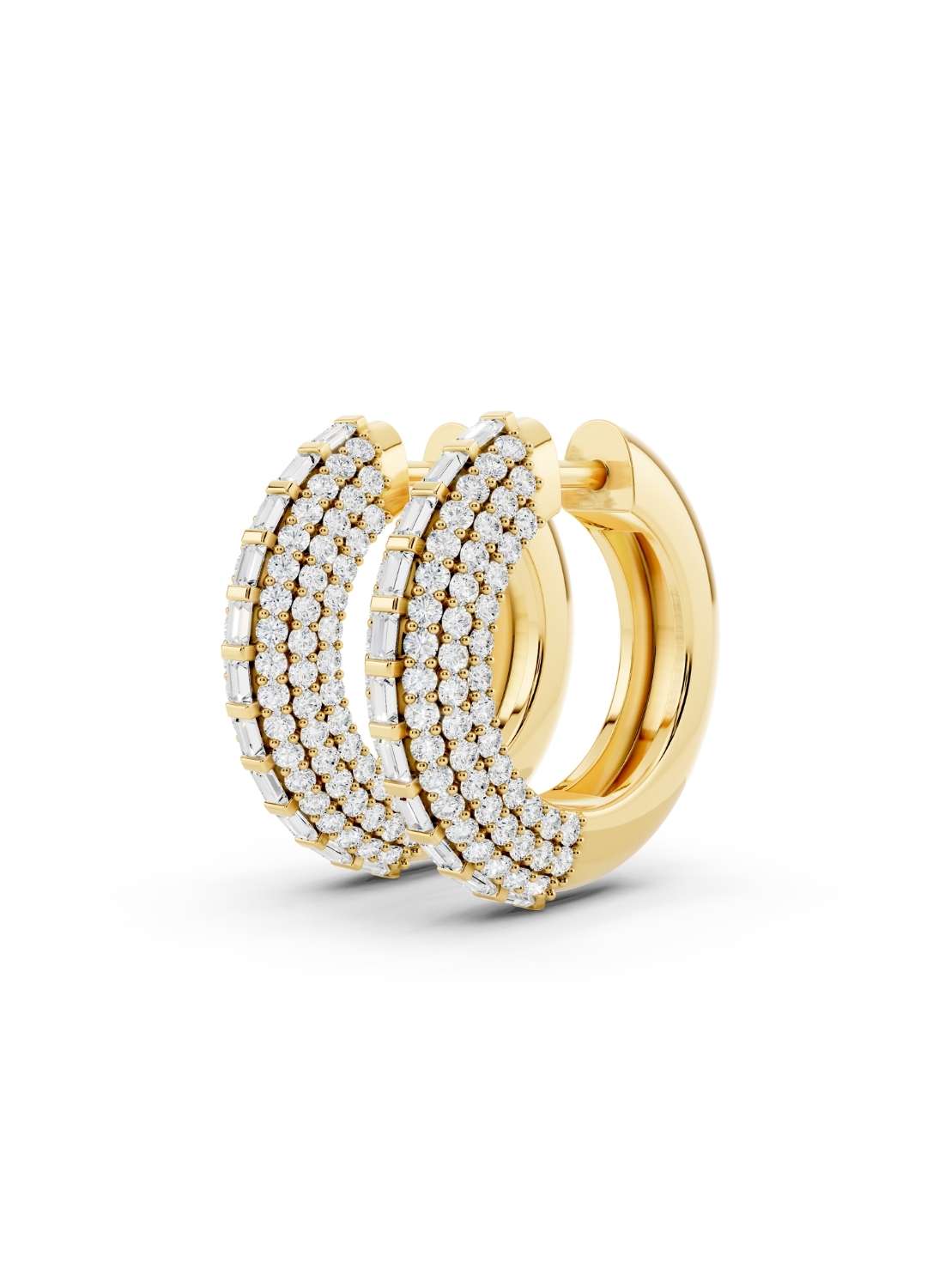 Baguette Diamond Huggie Hoops Image 2