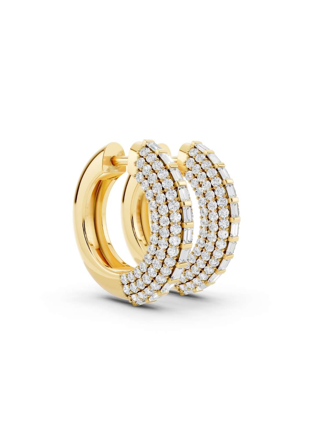 Baguette Diamond Huggie Hoops Image 1