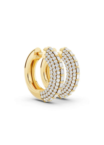 Baguette Diamond Huggie Hoops Image 1