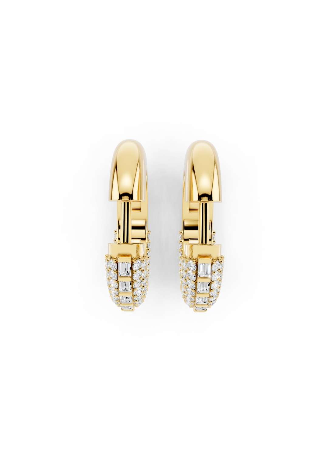 Baguette Diamond Huggie Hoops Image 5