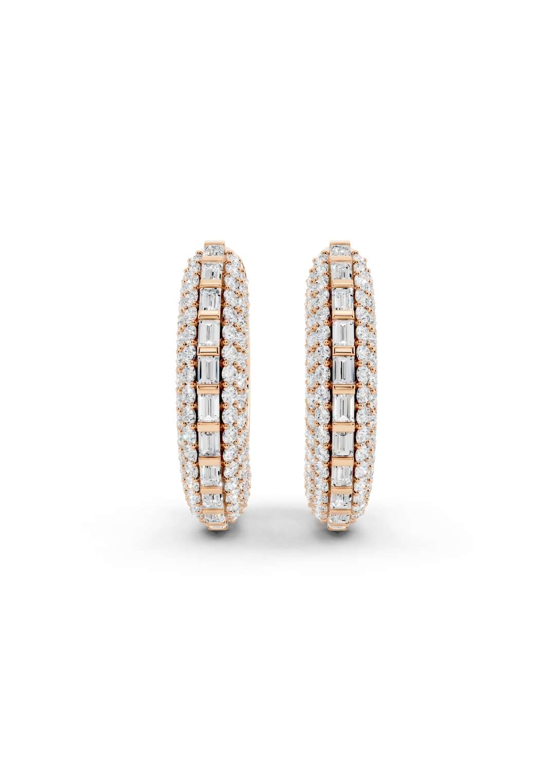 Baguette Diamond Huggie Hoops Image 8