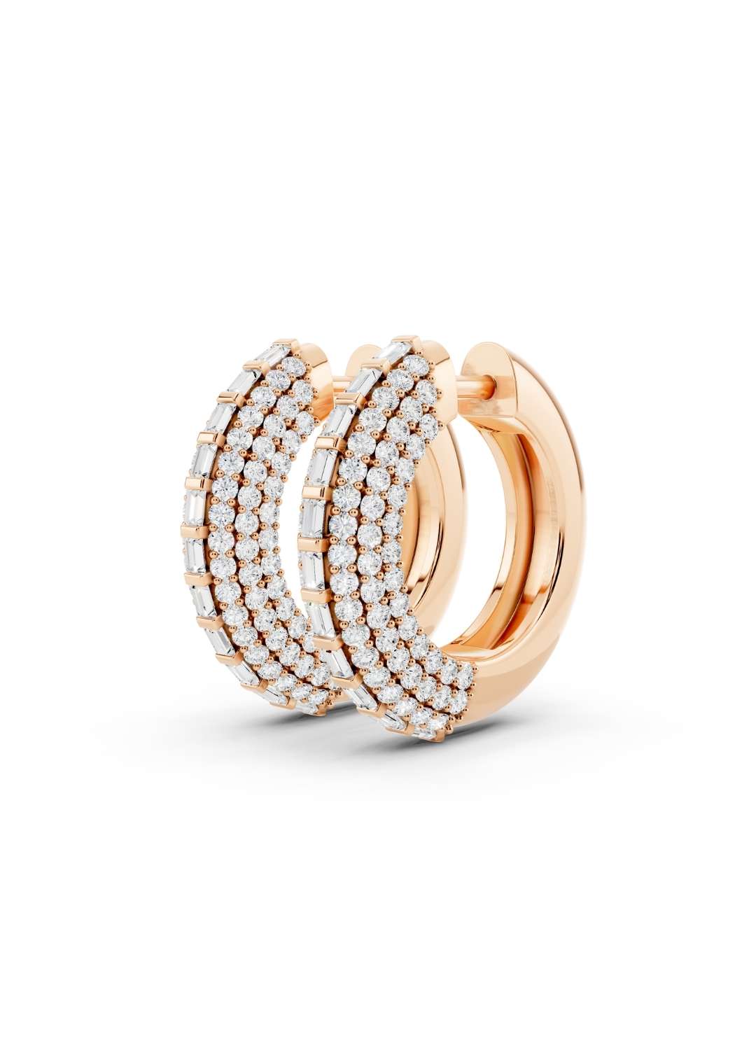 Baguette Diamond Huggie Hoops Image 7
