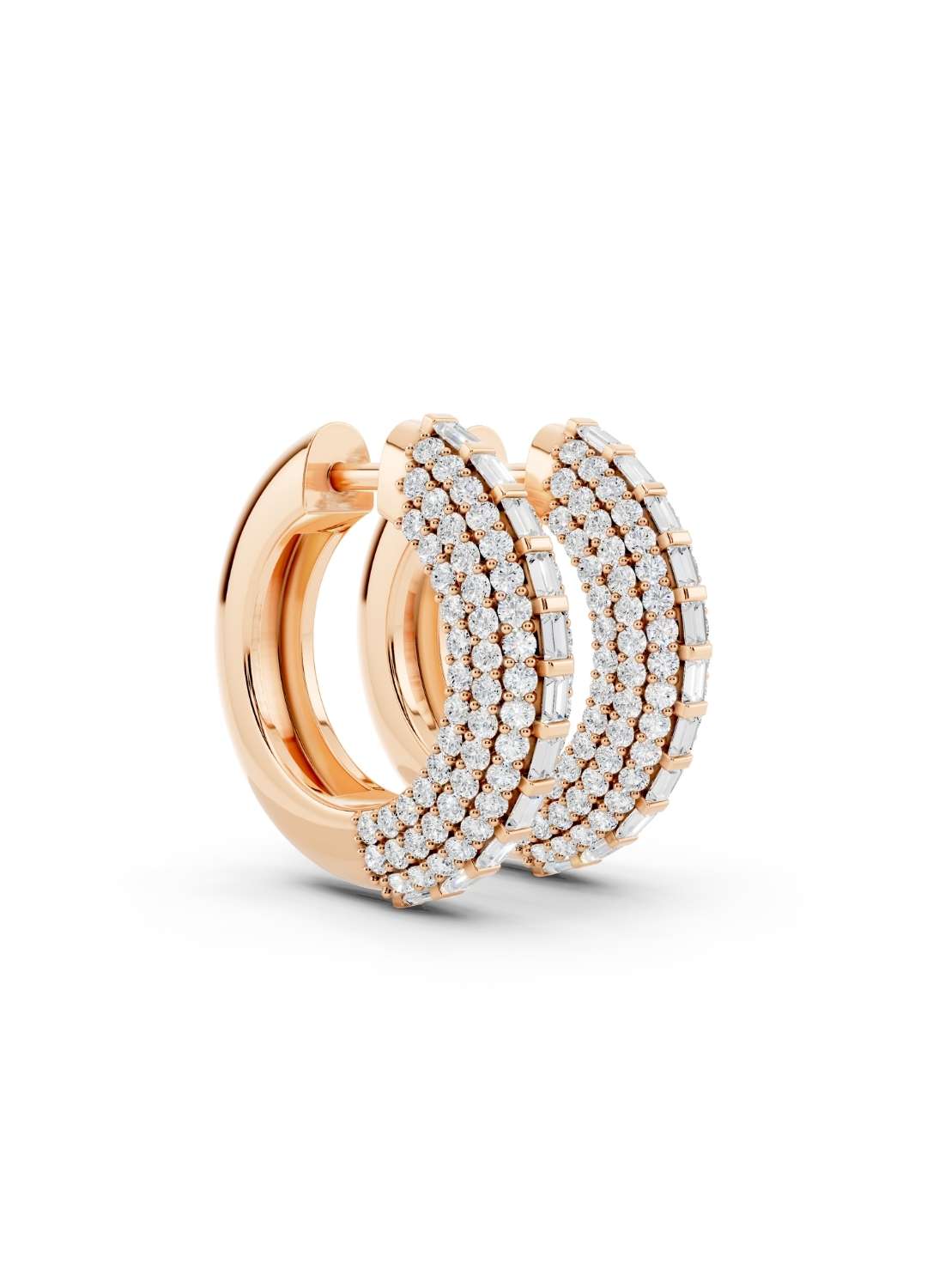 Baguette Diamond Huggie Hoops Image 6