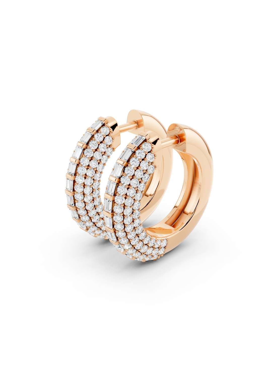 Baguette Diamond Huggie Hoops Image 9