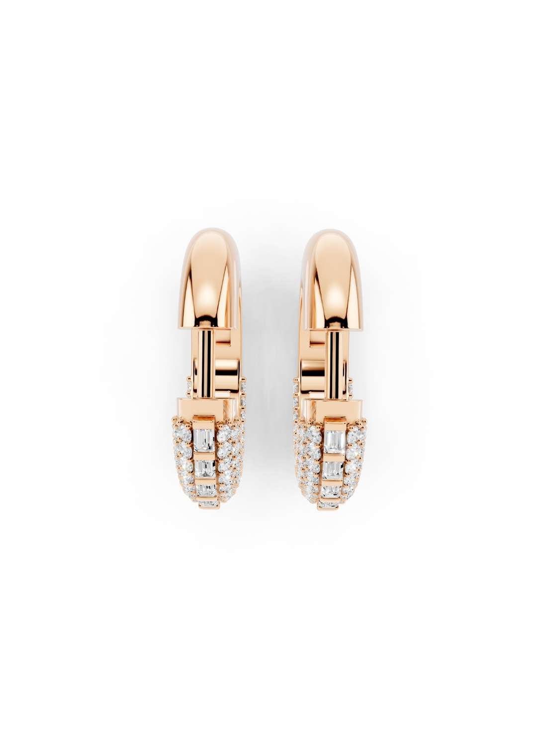 Baguette Diamond Huggie Hoops Image 10