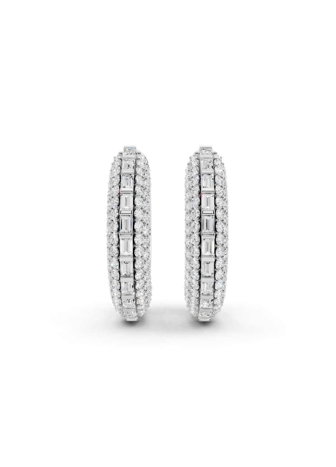 Baguette Diamond Huggie Hoops Image 13