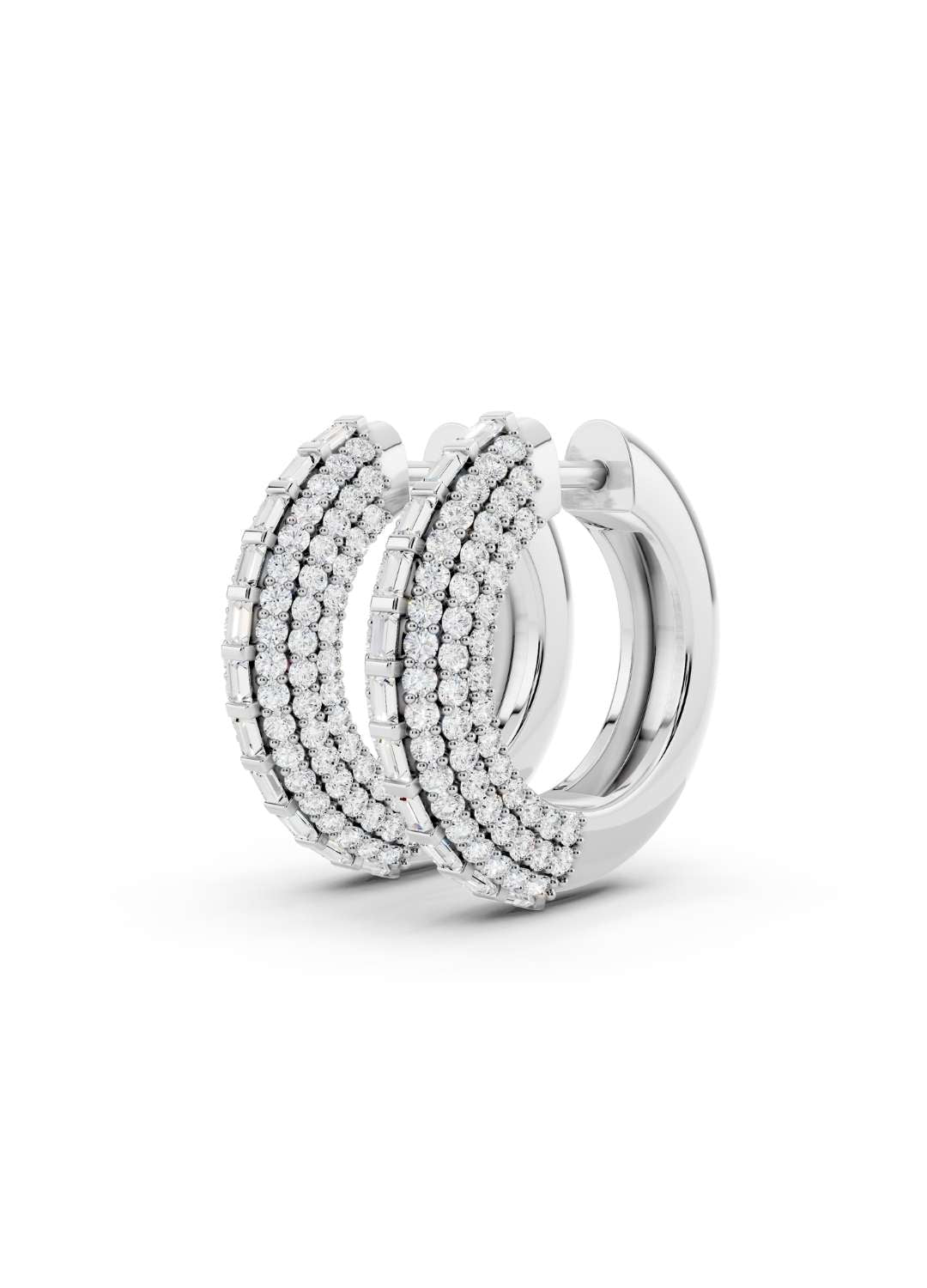 Baguette Diamond Huggie Hoops Image 12