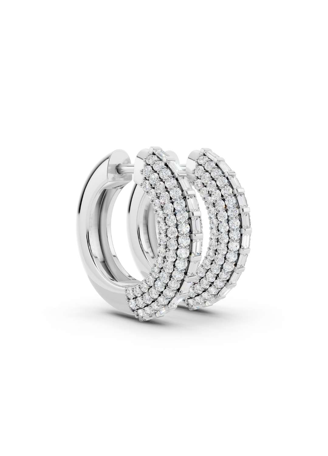 Baguette Diamond Huggie Hoops Image 11