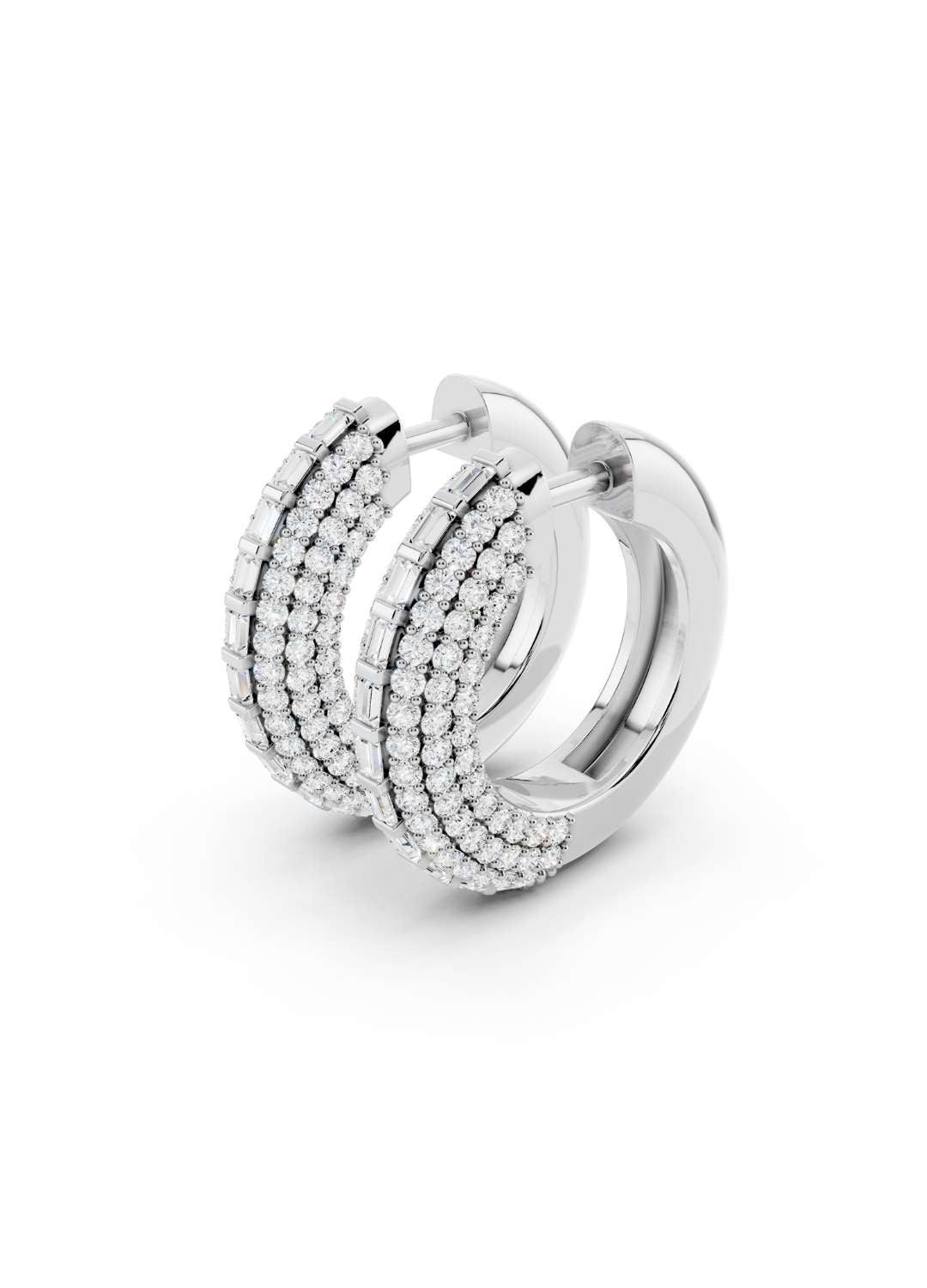 Baguette Diamond Huggie Hoops Image 14