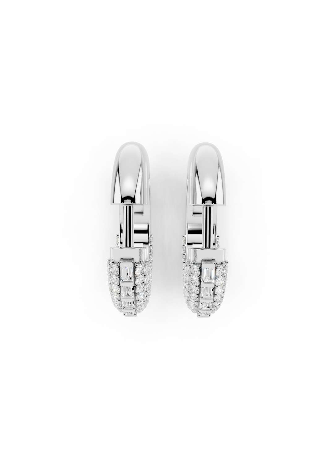 Baguette Diamond Huggie Hoops Image 15