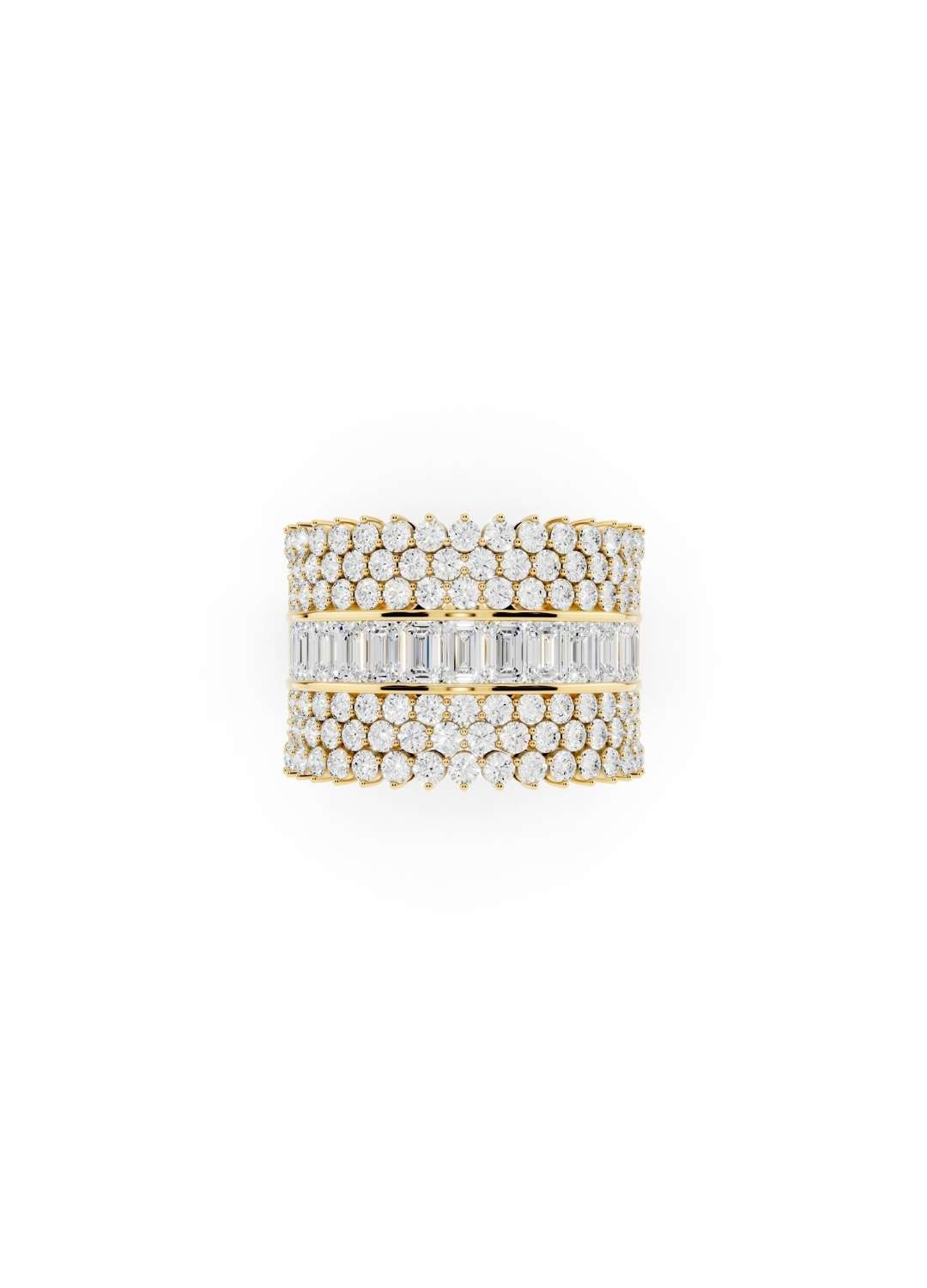 Baguette & Round Diamond Statement Band Image 1
