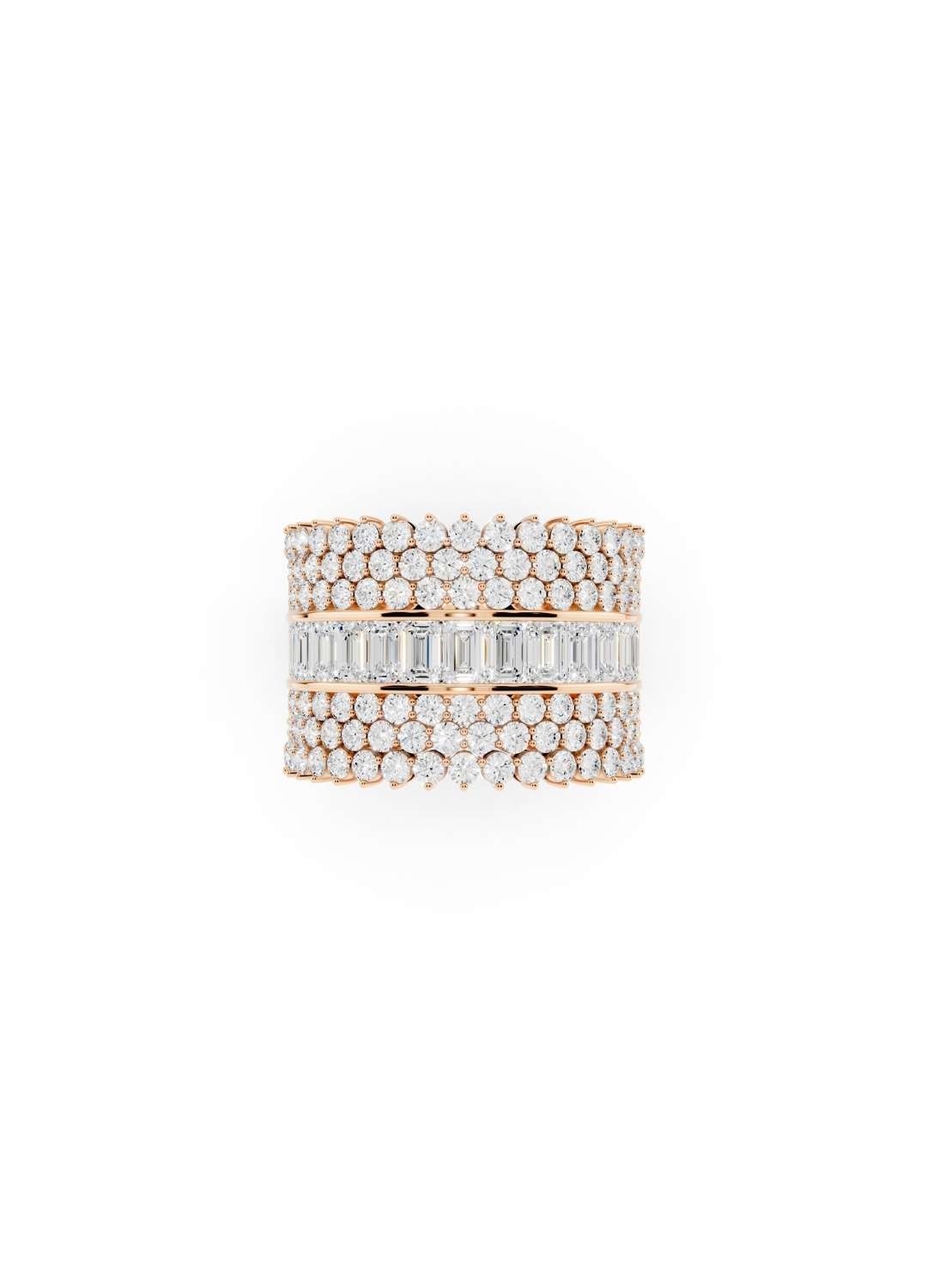 Baguette & Round Diamond Statement Band Image 6