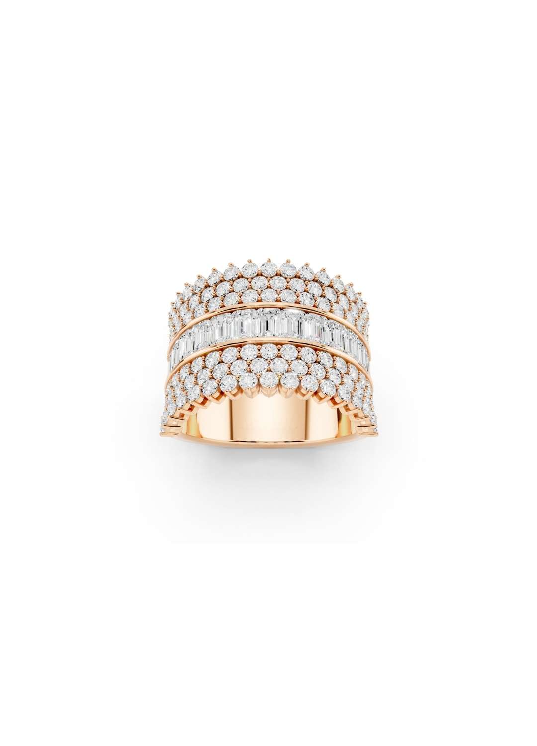 Baguette & Round Diamond Statement Band Image 7