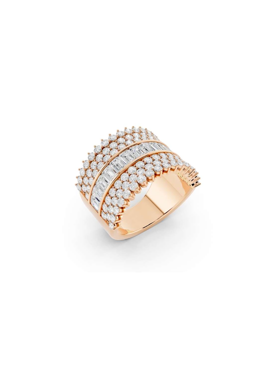 Baguette & Round Diamond Statement Band Image 8