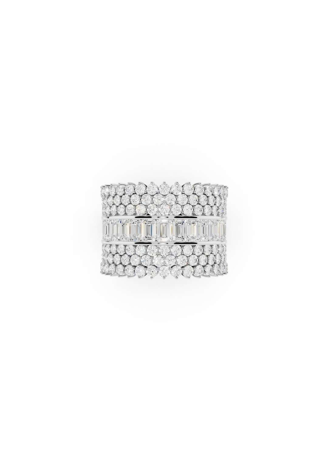 Baguette & Round Diamond Statement Band Image 11