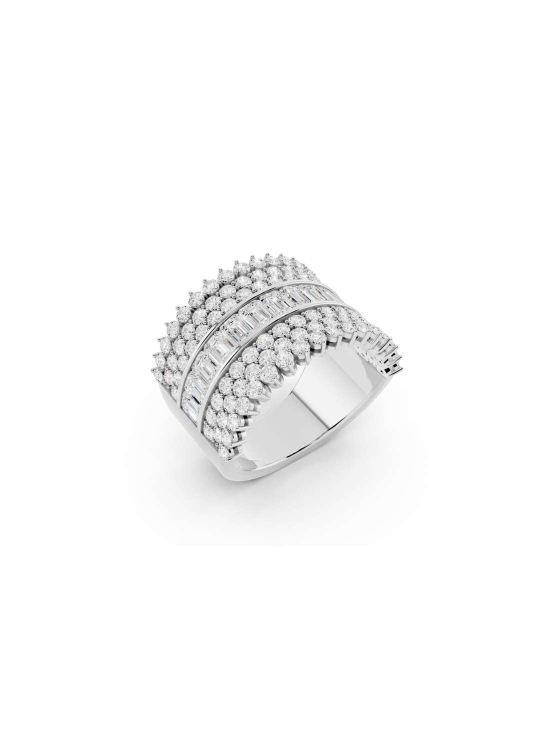 Baguette & Round Diamond Statement Band Image 13