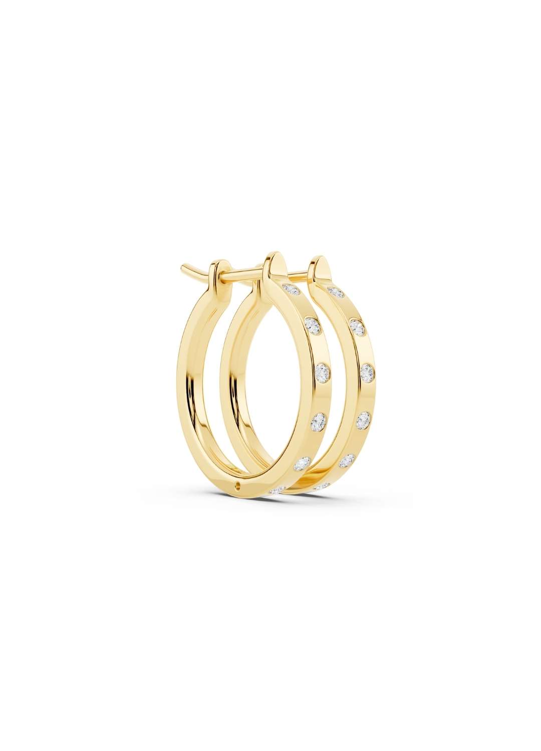 Bezel Diamond Hoop Earrings Image 2