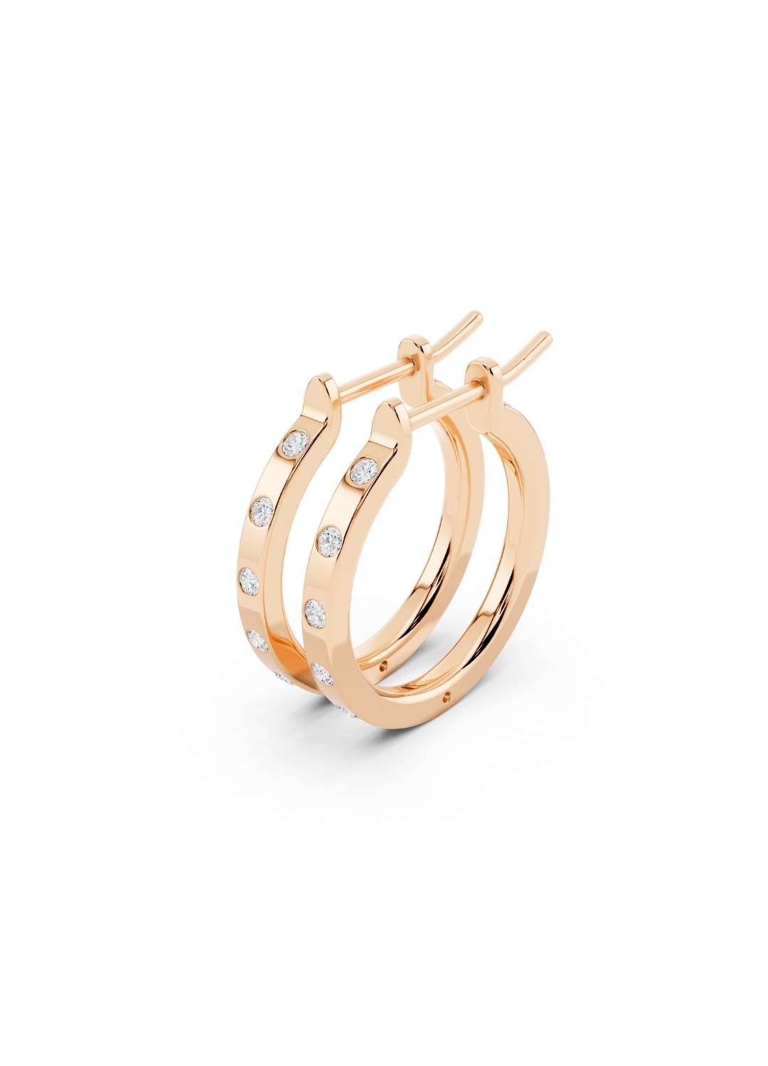 Bezel Diamond Hoop Earrings Image 9