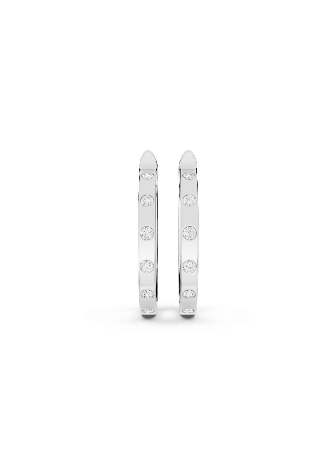 Bezel Diamond Hoop Earrings Image 13