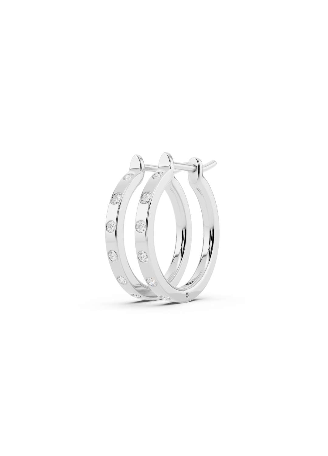 Bezel Diamond Hoop Earrings Image 11