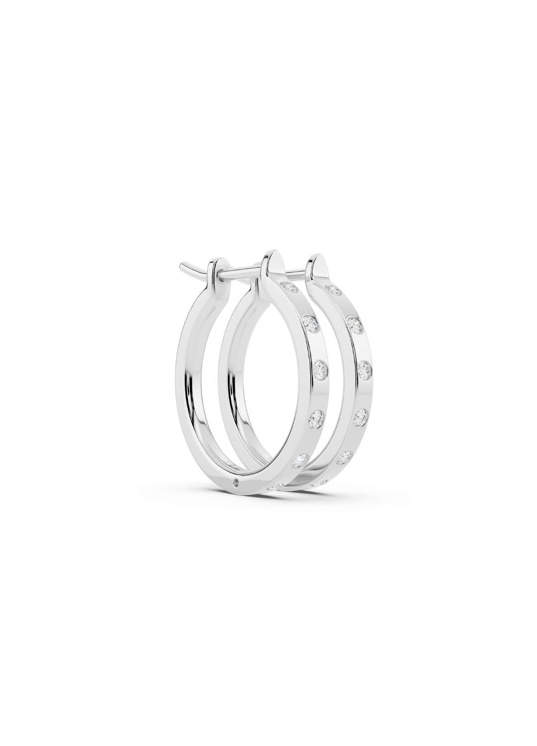 Bezel Diamond Hoop Earrings Image 12