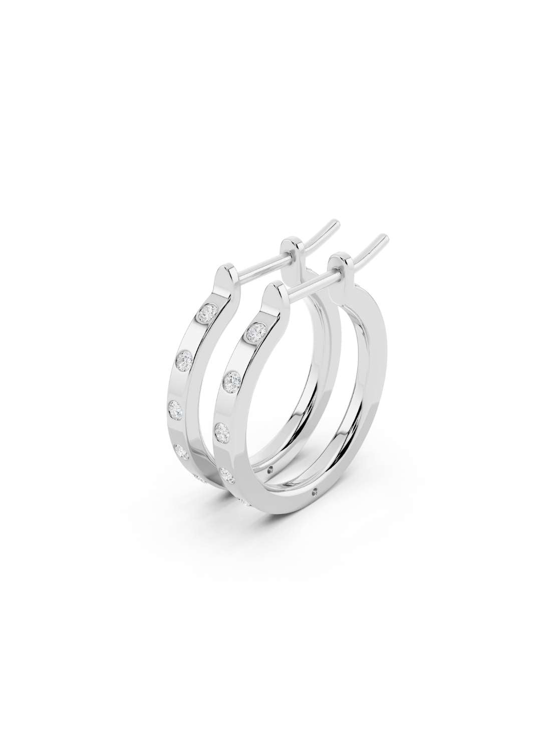 Bezel Diamond Hoop Earrings Image 14