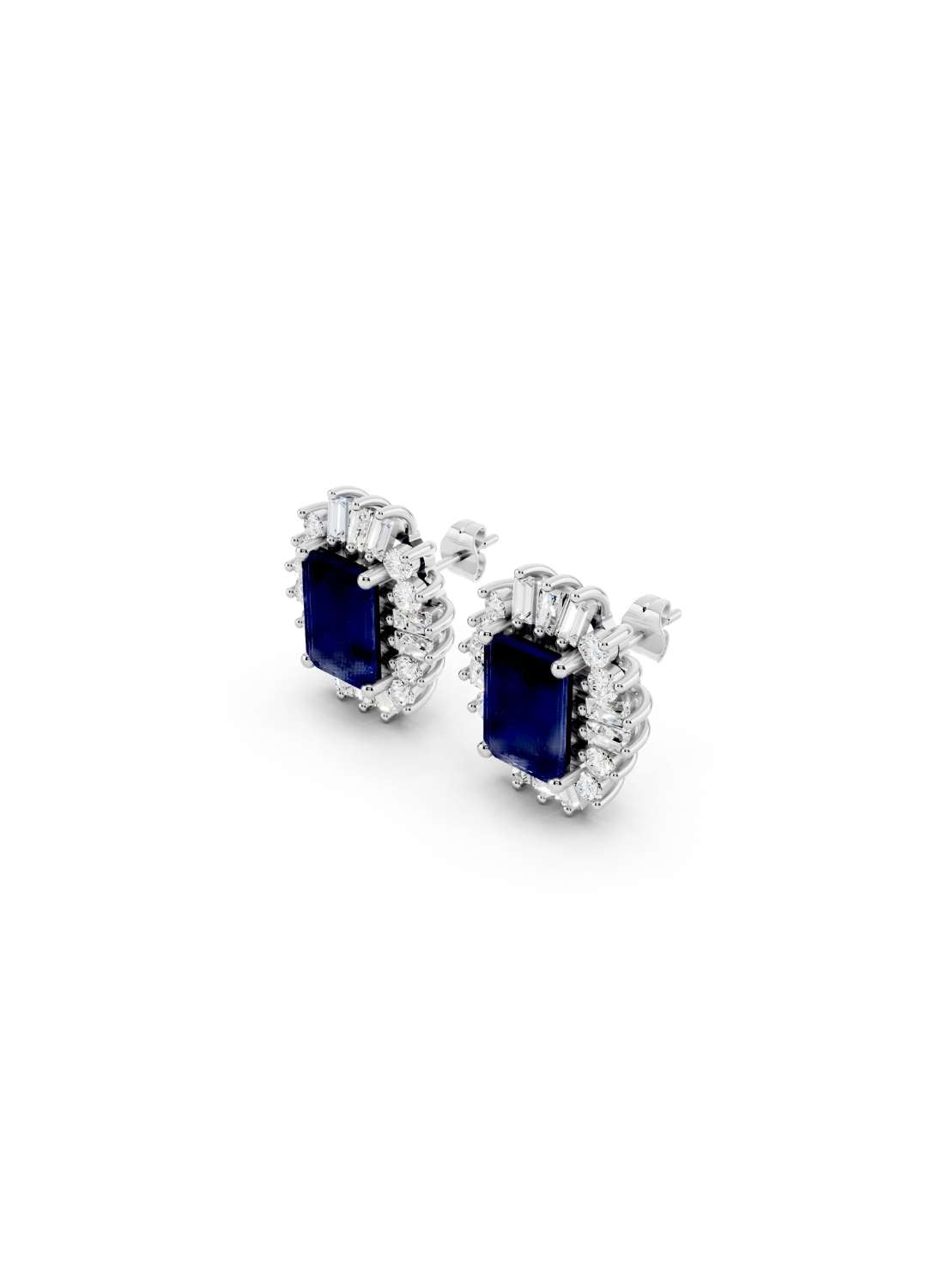 Blue Sapphire & Diamond Radiance Studs Image 14