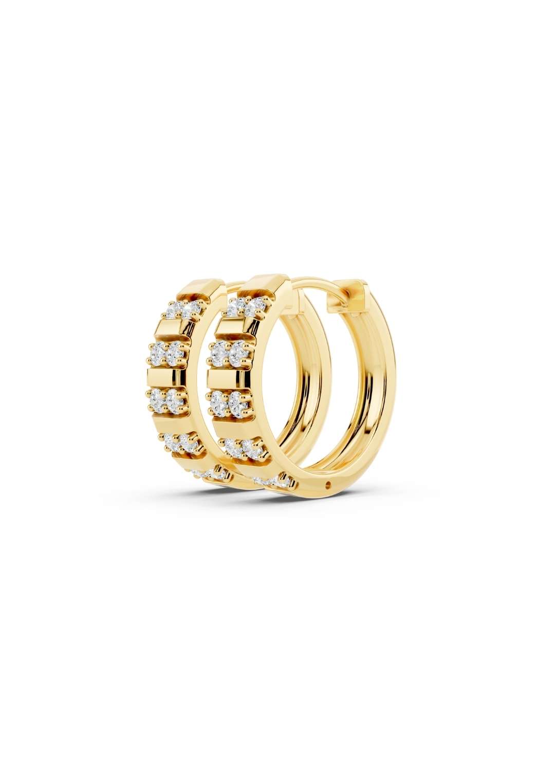 Channel-Set Diamond Huggie Hoops Image 1