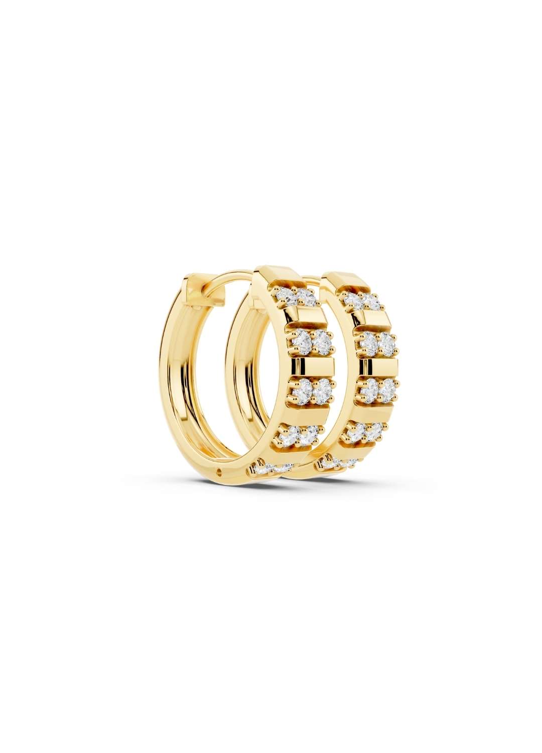 Channel-Set Diamond Huggie Hoops Image 2