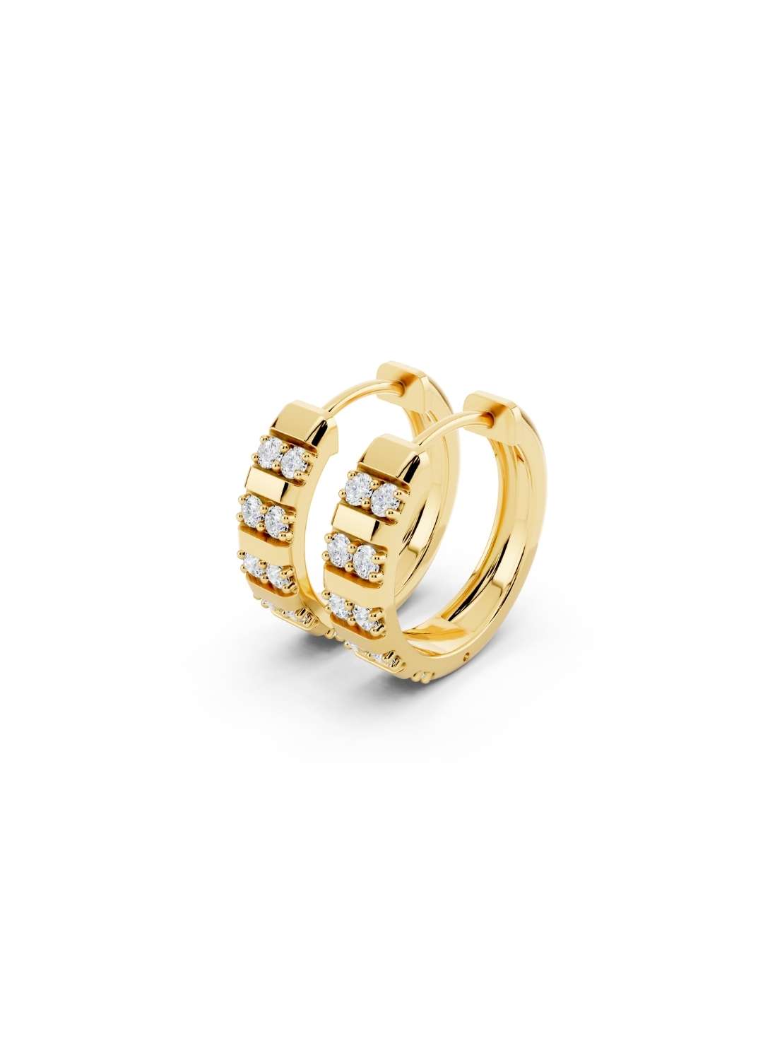Channel-Set Diamond Huggie Hoops Image 3