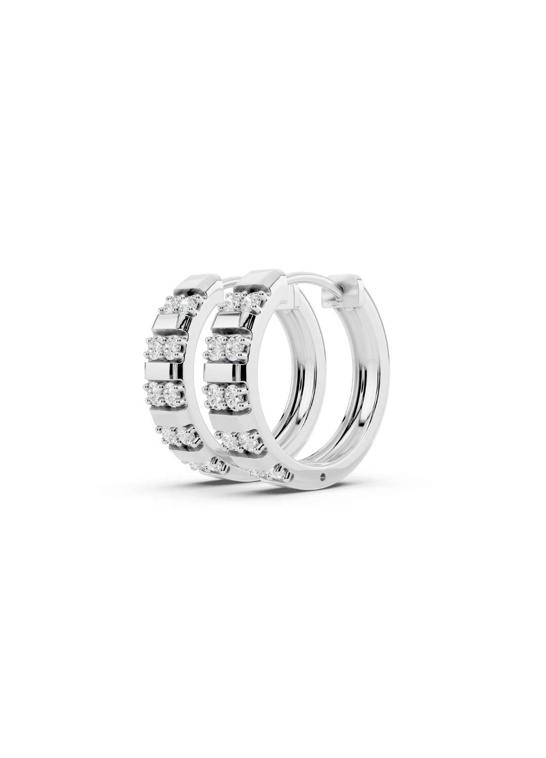 Channel-Set Diamond Huggie Hoops Image 11