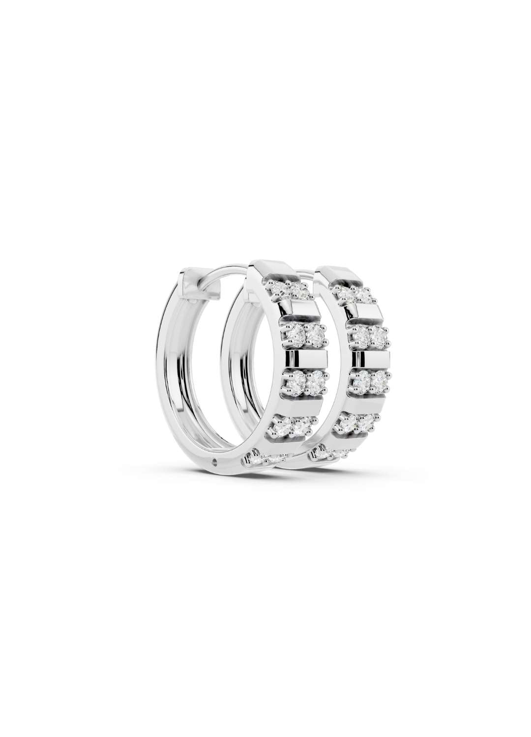 Channel-Set Diamond Huggie Hoops Image 12