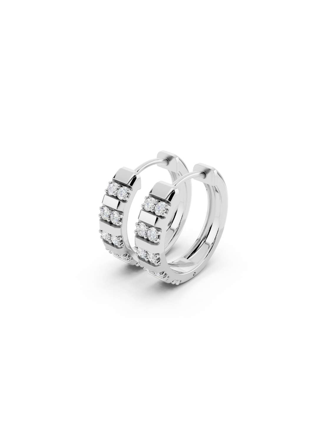 Channel-Set Diamond Huggie Hoops Image 13