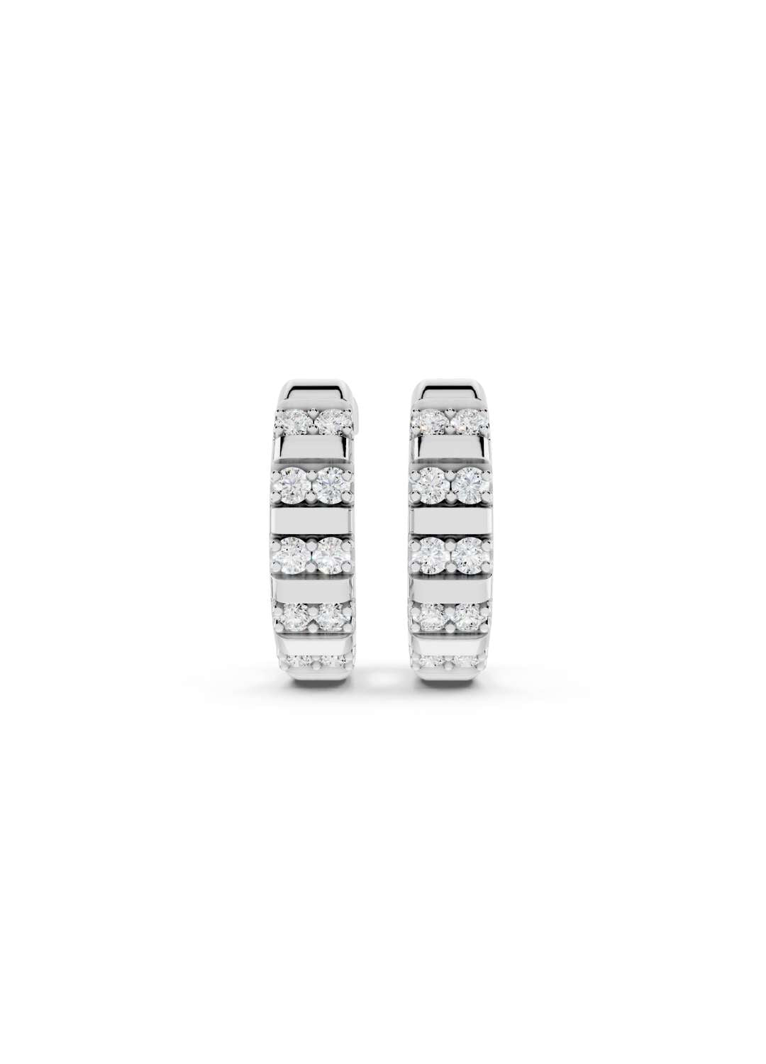 Channel-Set Diamond Huggie Hoops Image 14