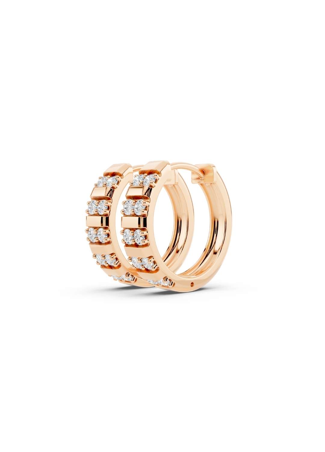 Channel-Set Diamond Huggie Hoops Image 6