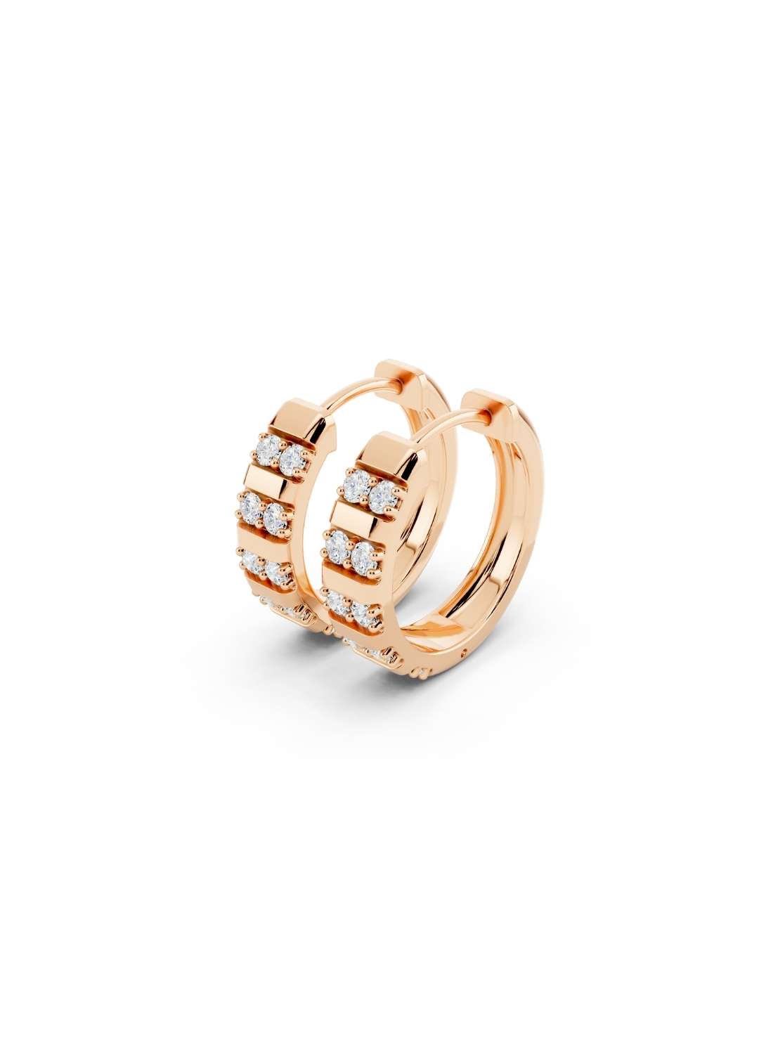 Channel-Set Diamond Huggie Hoops Image 8