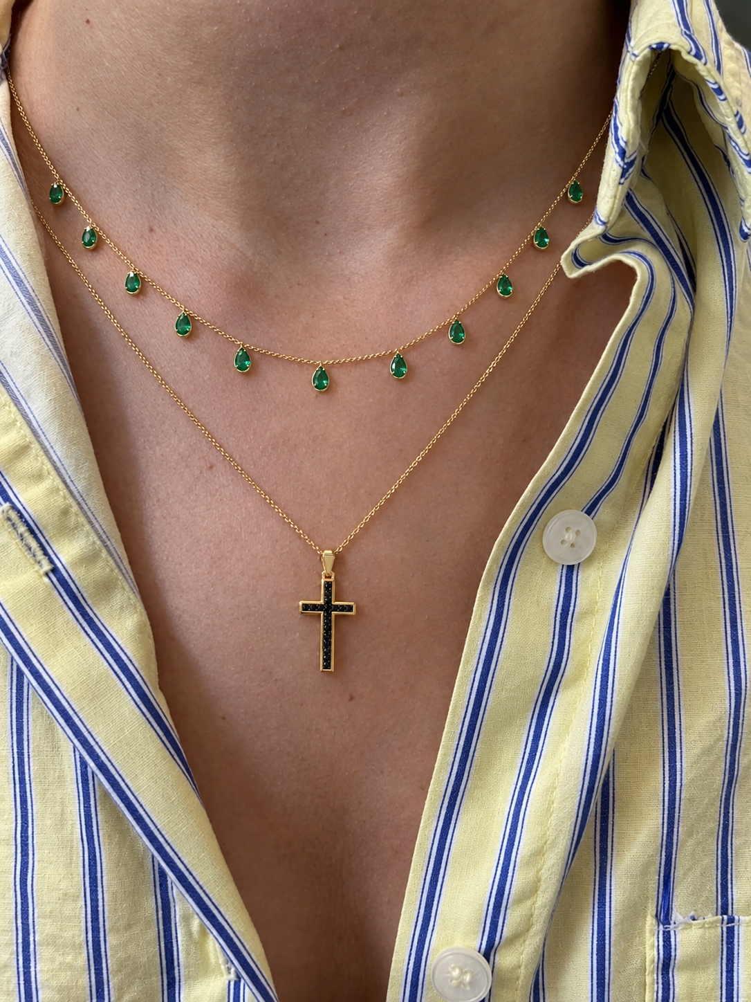 Black Diamond Cross Pendant Necklace