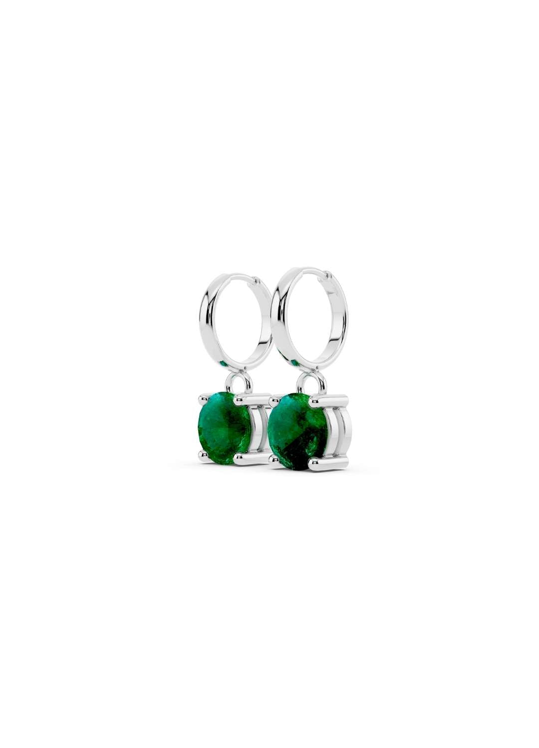Classic Solitaire Emerald Drop Earrings Image 6