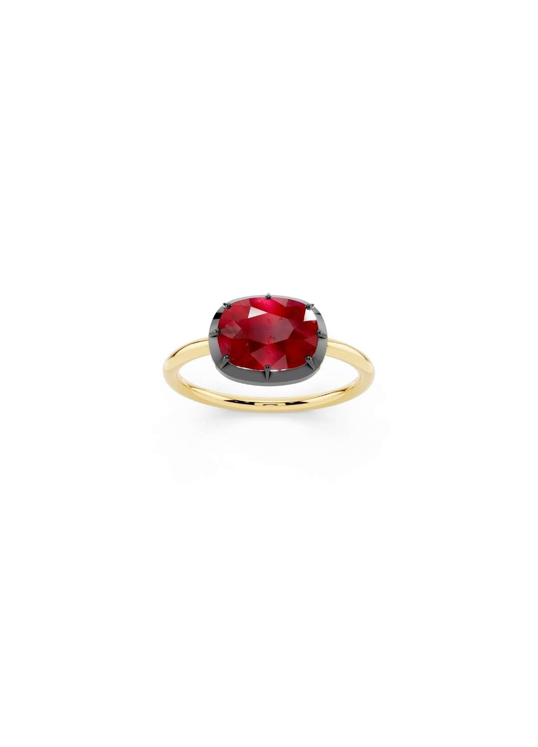 Cushion Cut Ruby Georgian Ring Image 2