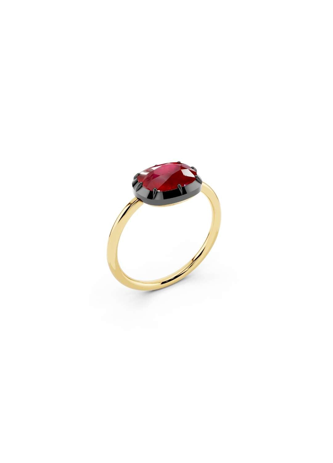 Cushion Cut Ruby Georgian Ring Image 3