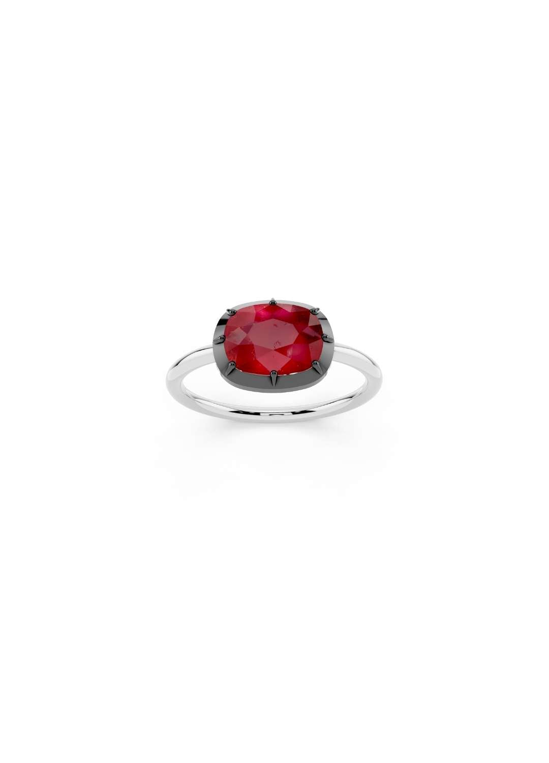 Cushion Cut Ruby Georgian Ring Image 7