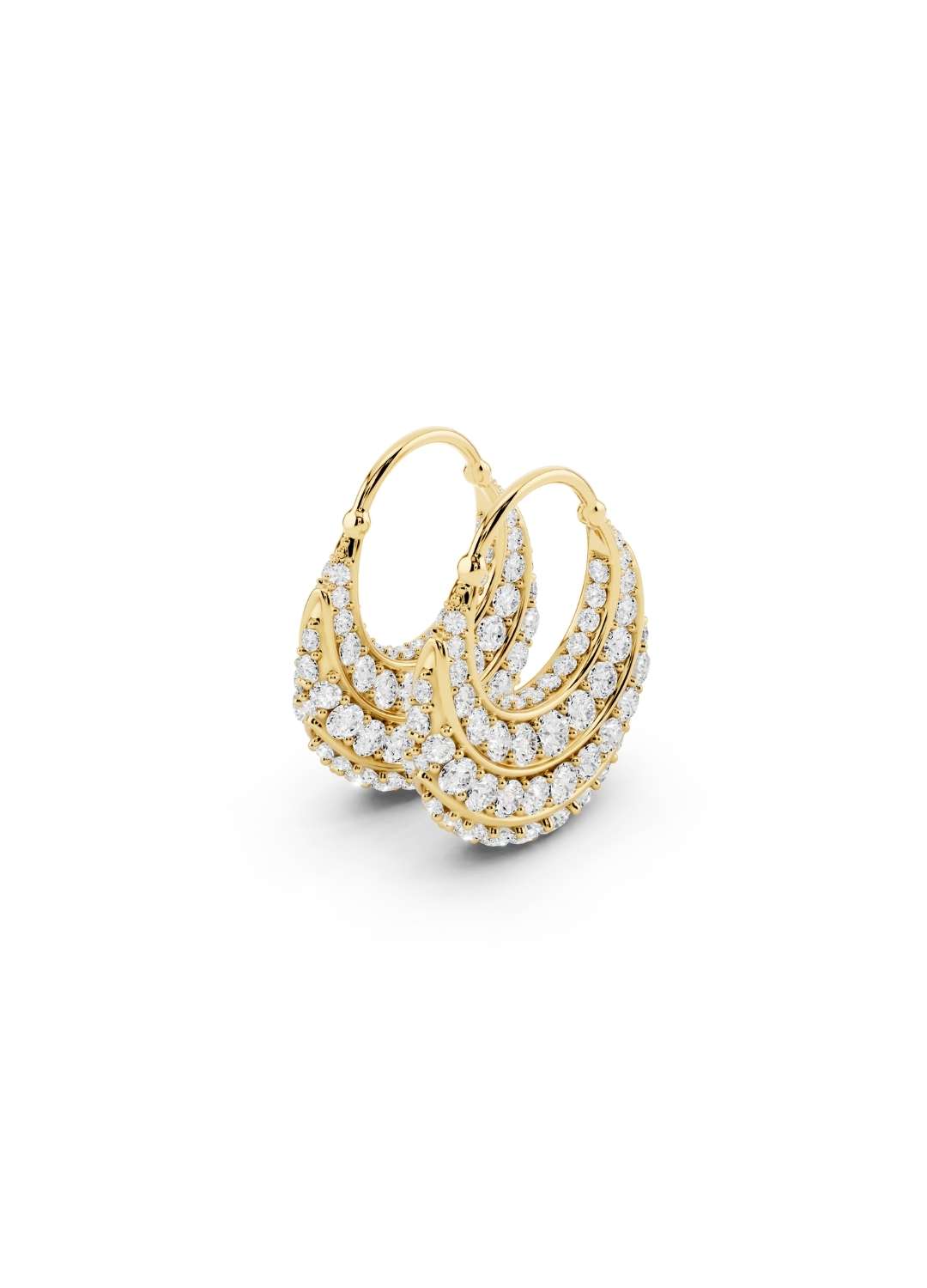 Diamond Crescent Hoop Earrings Image 2