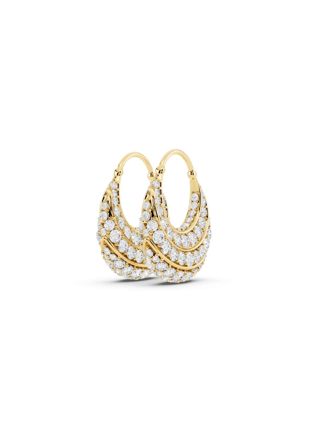 Diamond Crescent Hoop Earrings Image 4