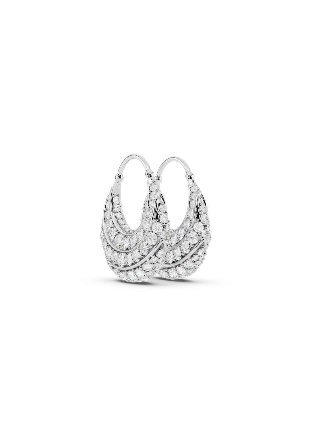 Diamond Crescent Hoop Earrings Image 11