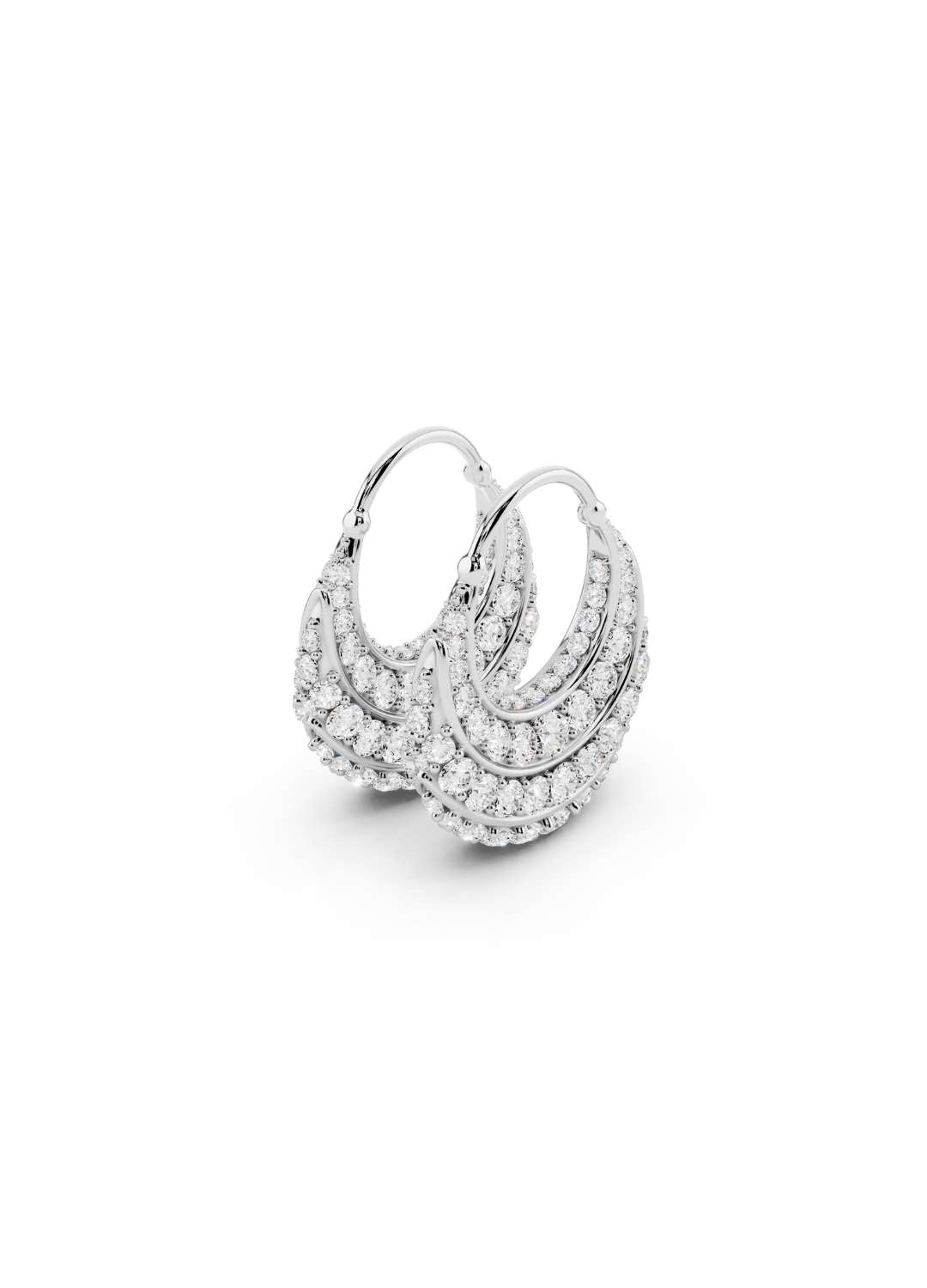 Diamond Crescent Hoop Earrings Image 12