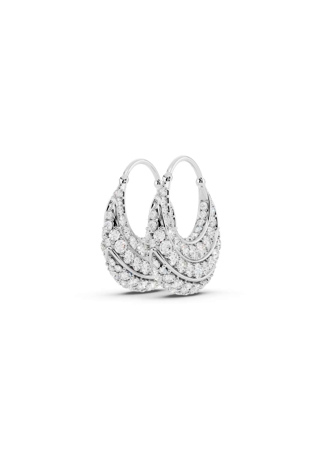 Diamond Crescent Hoop Earrings Image 14
