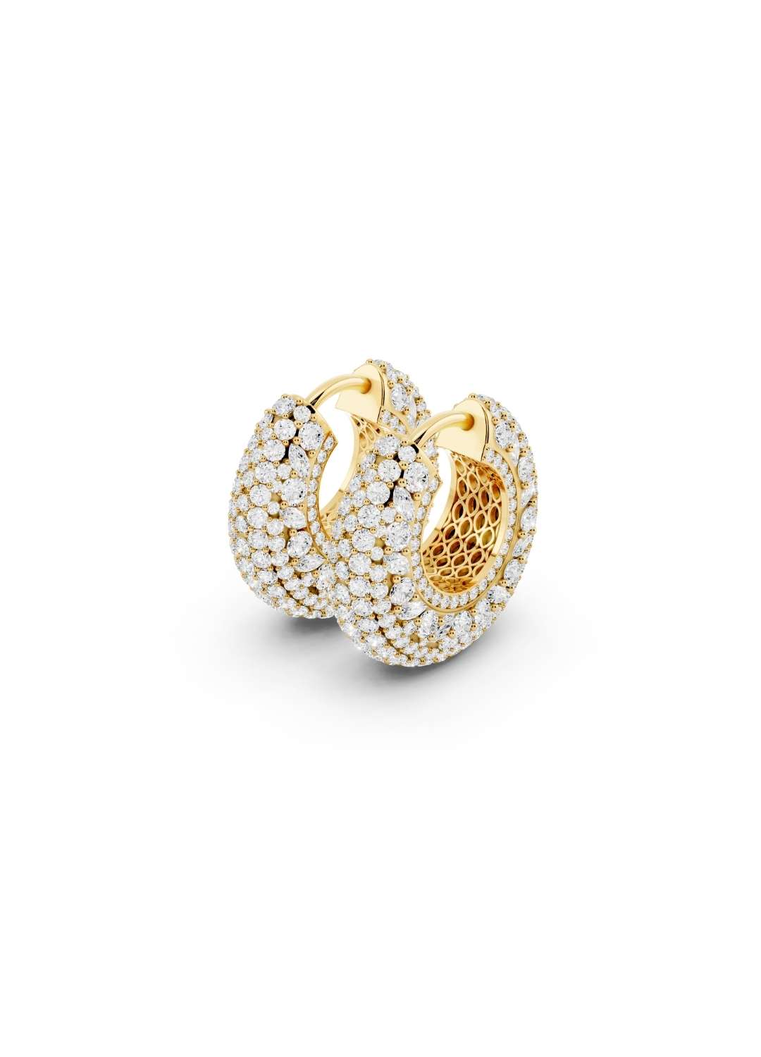 Diamond Dome Hoop Earrings Image 3