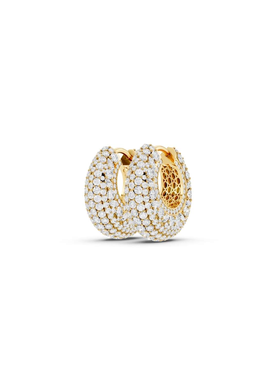 Diamond Dome Hoop Earrings Image 4
