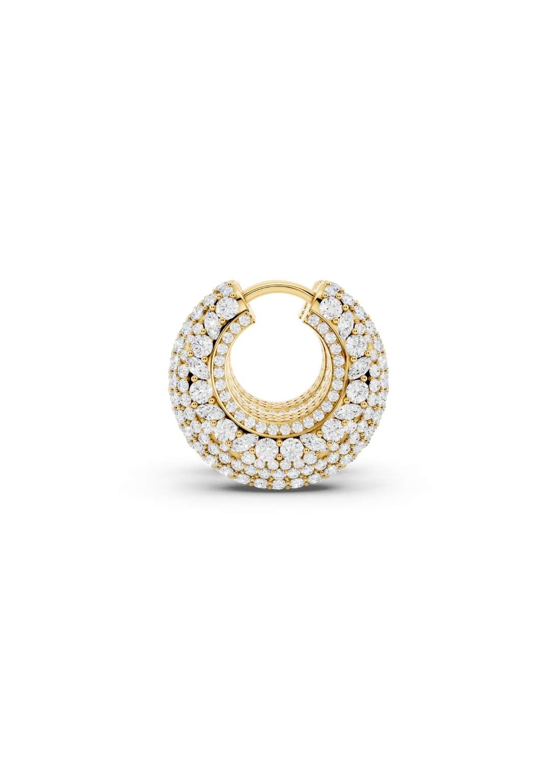 Diamond Dome Hoop Earrings Image 5